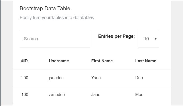 bootstrap data table examples