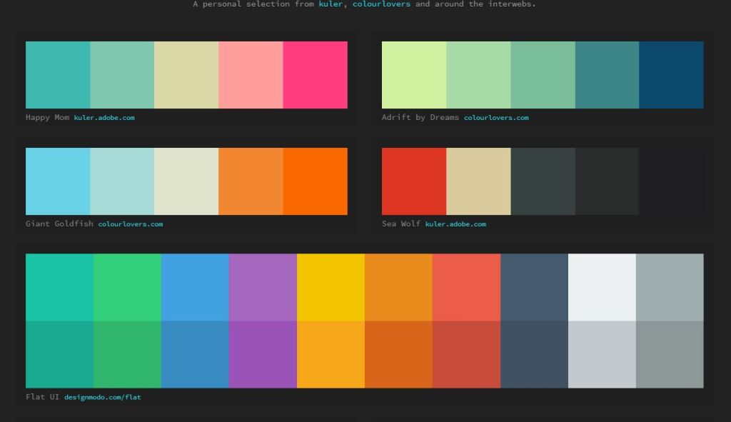 JavaScript/JS Color Palette Swatches with Hex Values