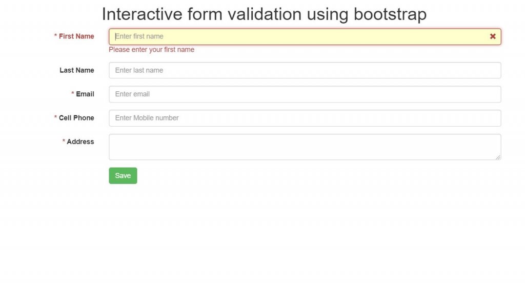 Interactive Bootstrap form validation