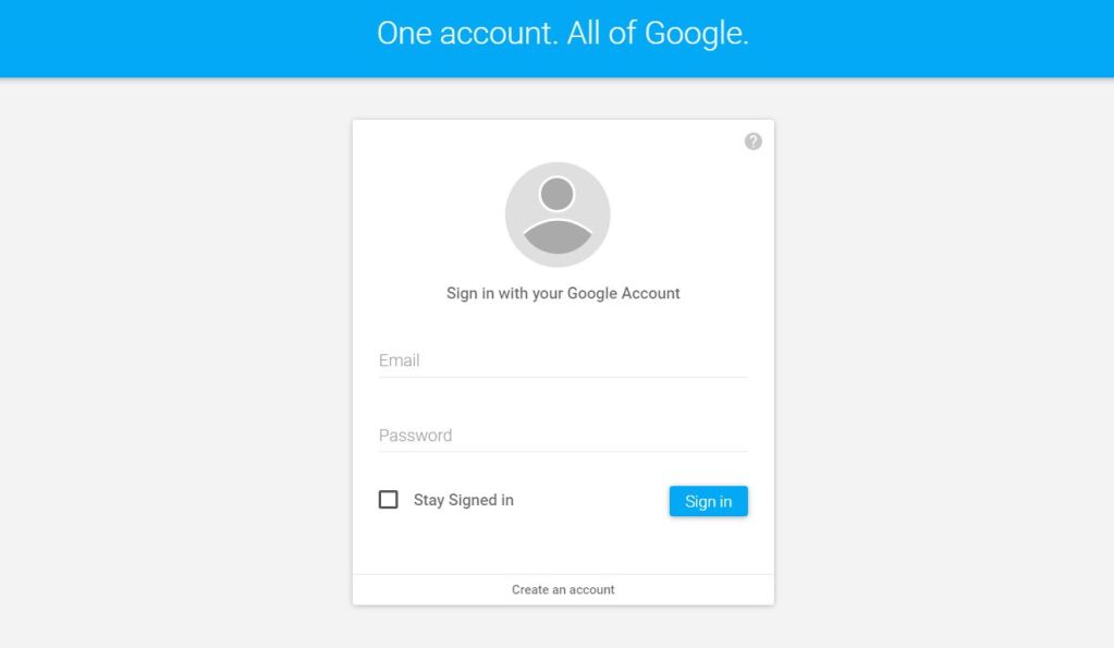 Material Design Google Account Sign in Form 