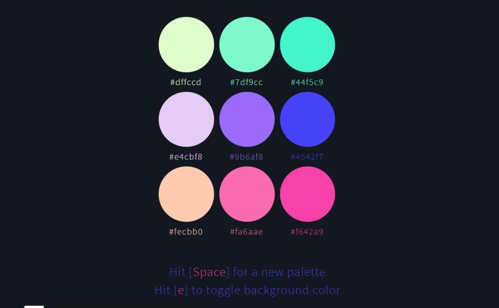 Random JavaScript/JS Color Palette generate
