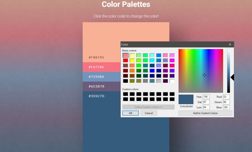 Simple ColorPalette Design Example 