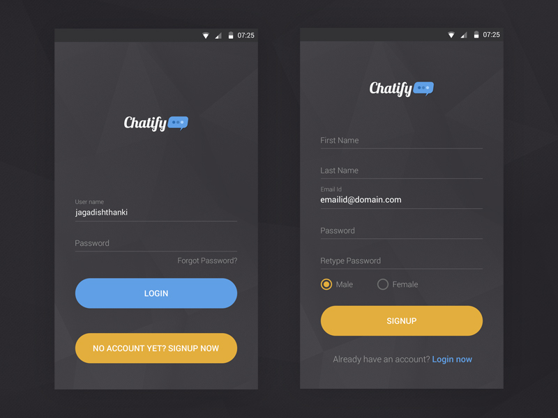 Simple Login Signup for Android Dark Theme By Jagadish Thanki 