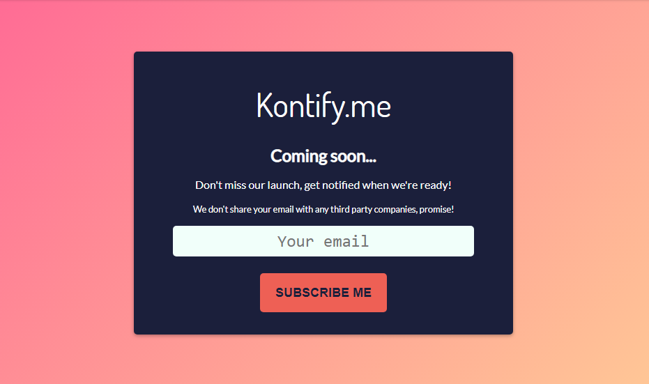 subscription form for marketing and promotion with html and css
