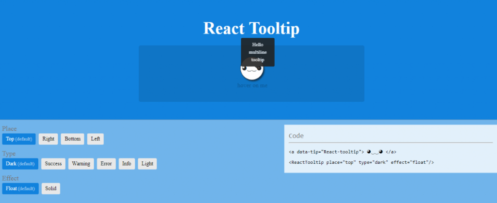 React tooltip component