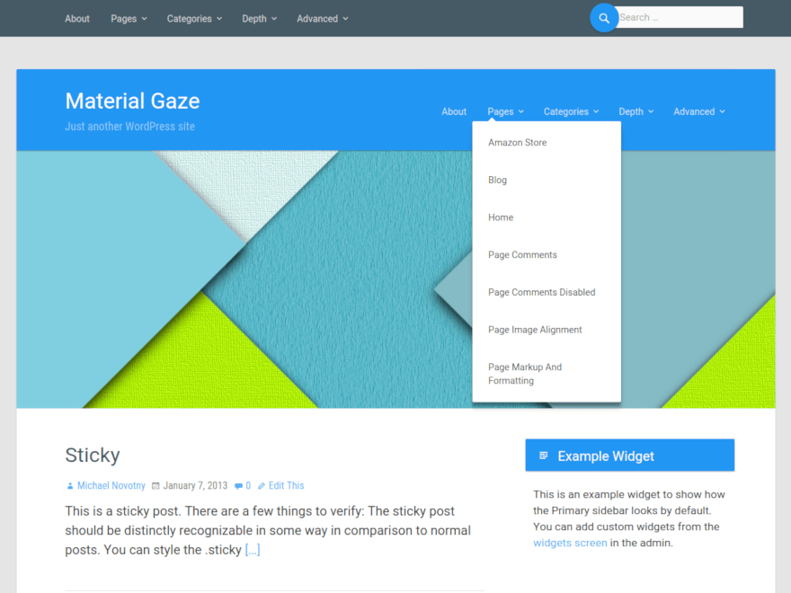 Material Gaze - Free Material Design WordPress Blog Themes