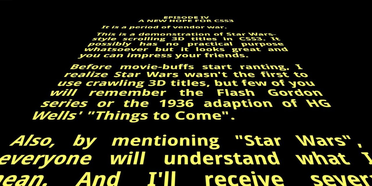 Scrolling Star Wars Text in 3D with CSS3