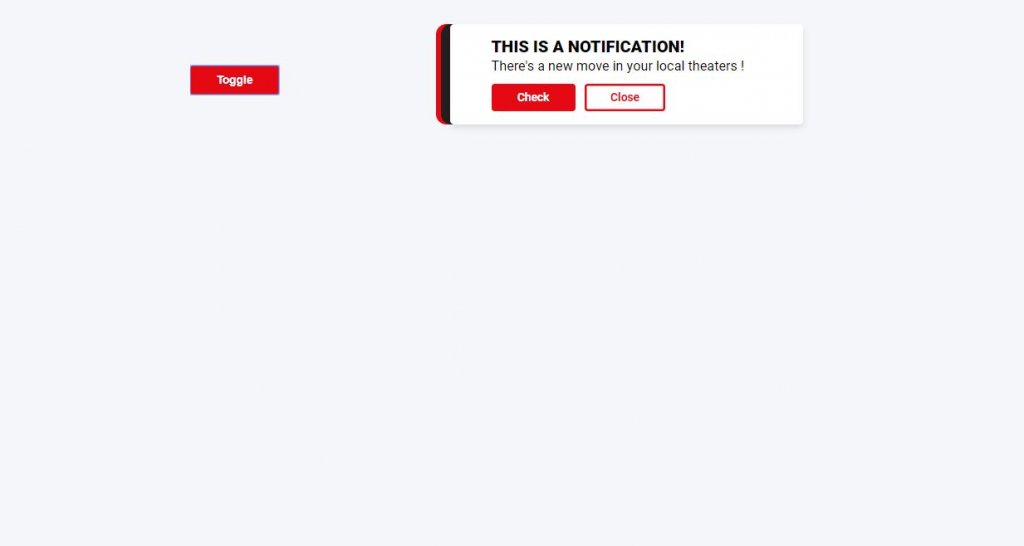notification box like toast message to notify user using CSS, HTML, bootstrap