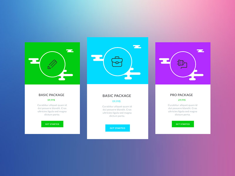 Colorful Vector Pricing Tables