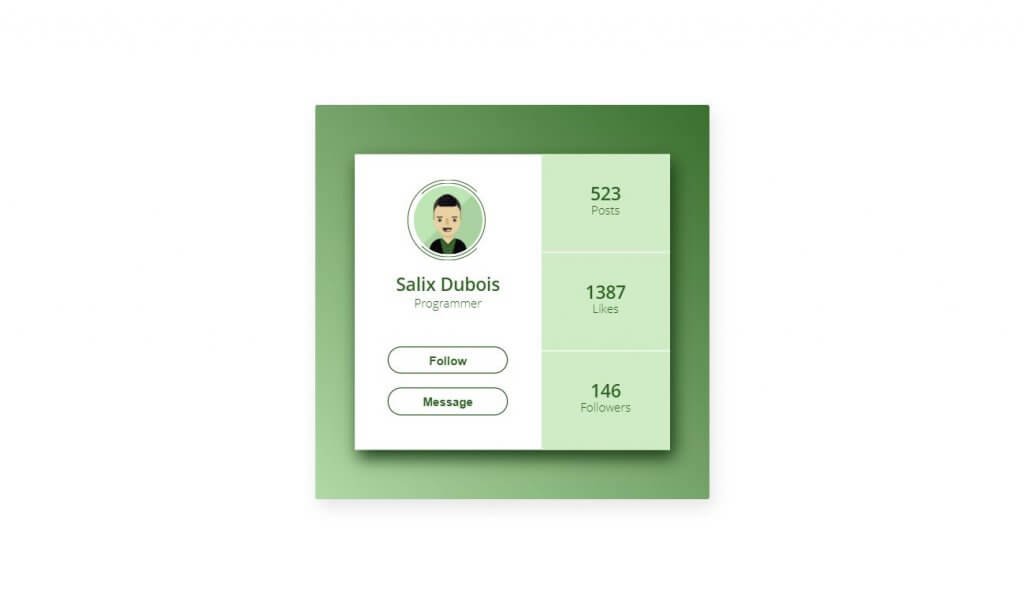 CSS User profile Design Screen card
