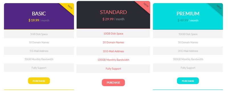 Flat Pricing Template - Best Free Bootstrap Pricing Templates