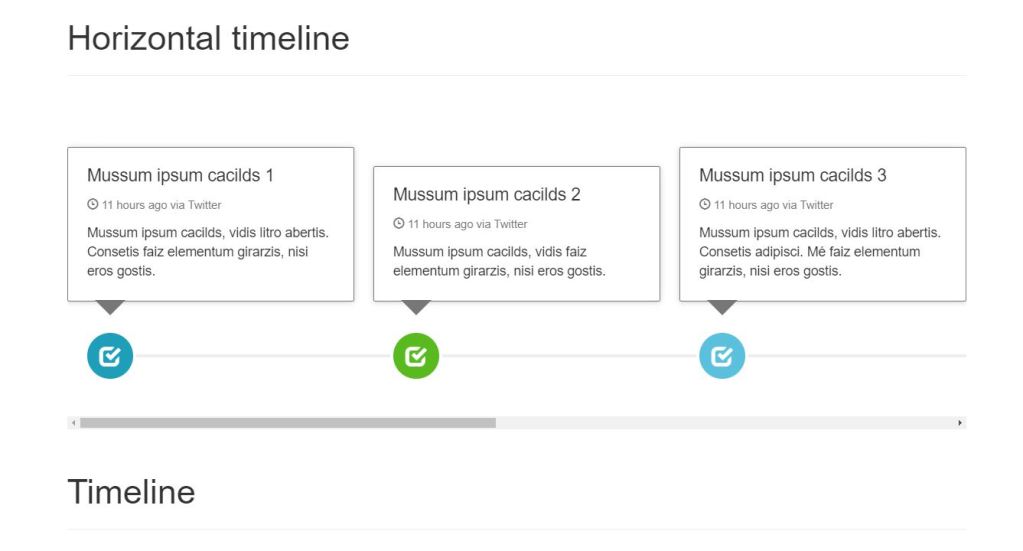 Horizontal and vertical Bootstrap HTML CSS horizontal timeline example