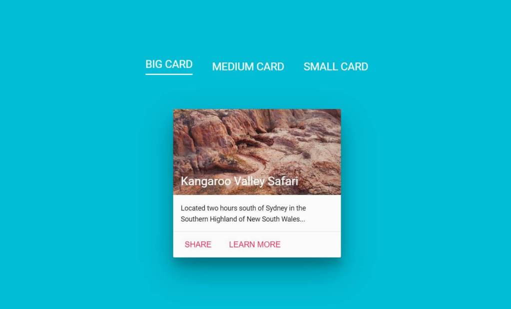 JavaScript Material Design Card
