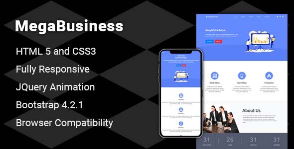 Mega Business– Responsive Bootstrap One Page Website Template