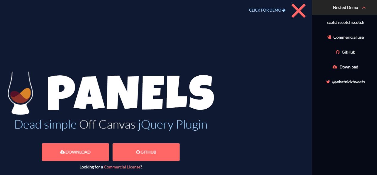 Panels Simple off Canvas jQuery Plugin