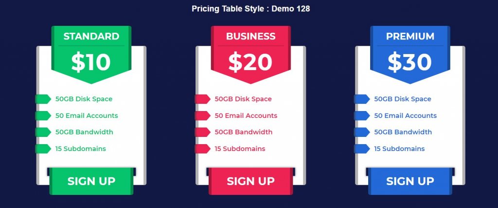 price table HTML CSS example