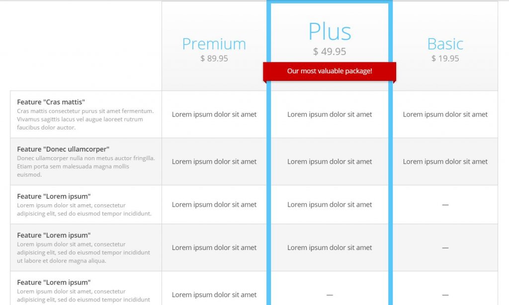 pricing table examples css
