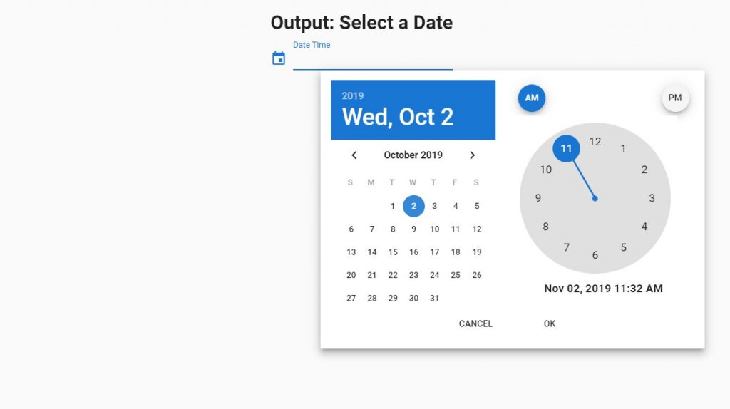 Vuetify date time
