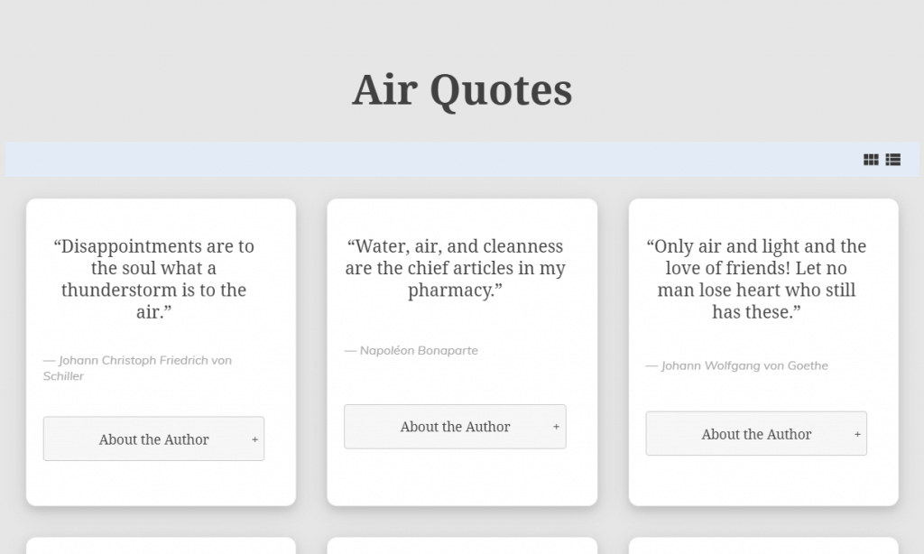 Air Quotes Card Mode Grid Accordion