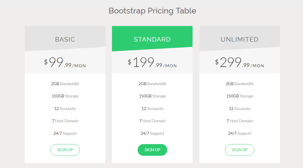 bootstrap price plan