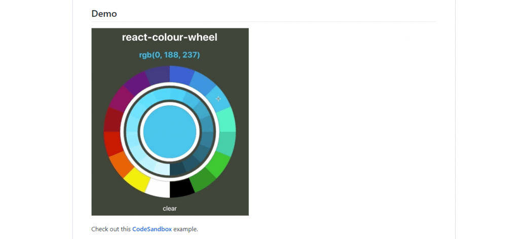 React colour wheel