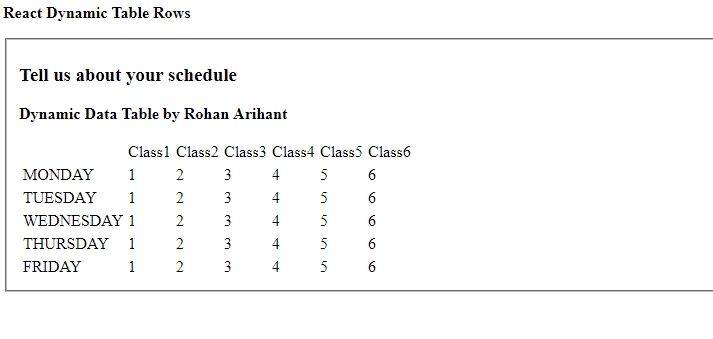 Dynamic Data Table in ReactJS