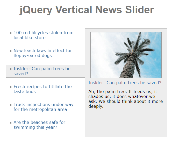 jQuery Vertical News Slider
