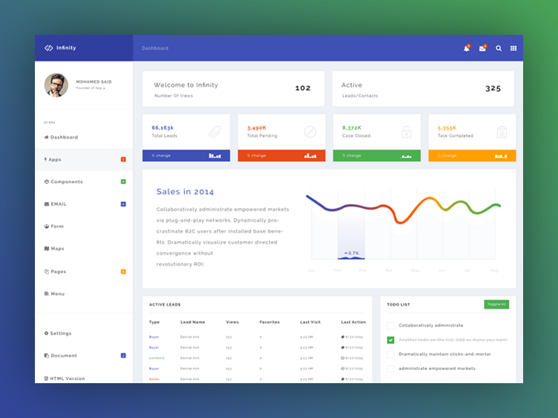 Infinity Free Dashboard PSD - Home Page
