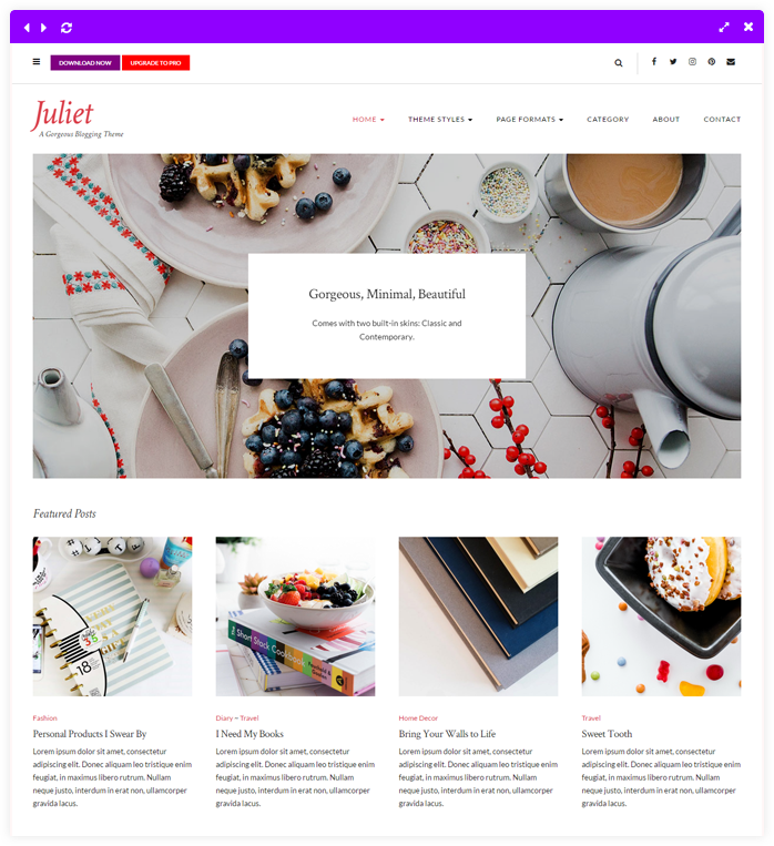 Juliet - Simple Elegant Lifestyle WordPress Theme