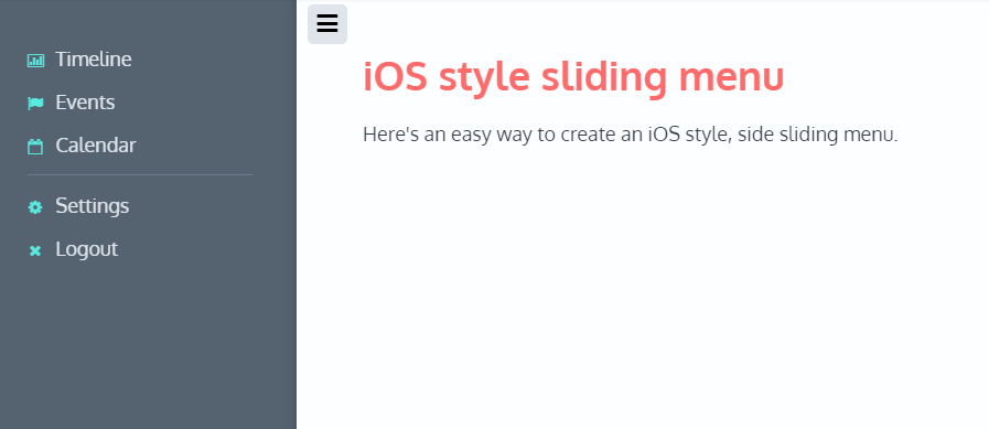 iOS style sliding menu 