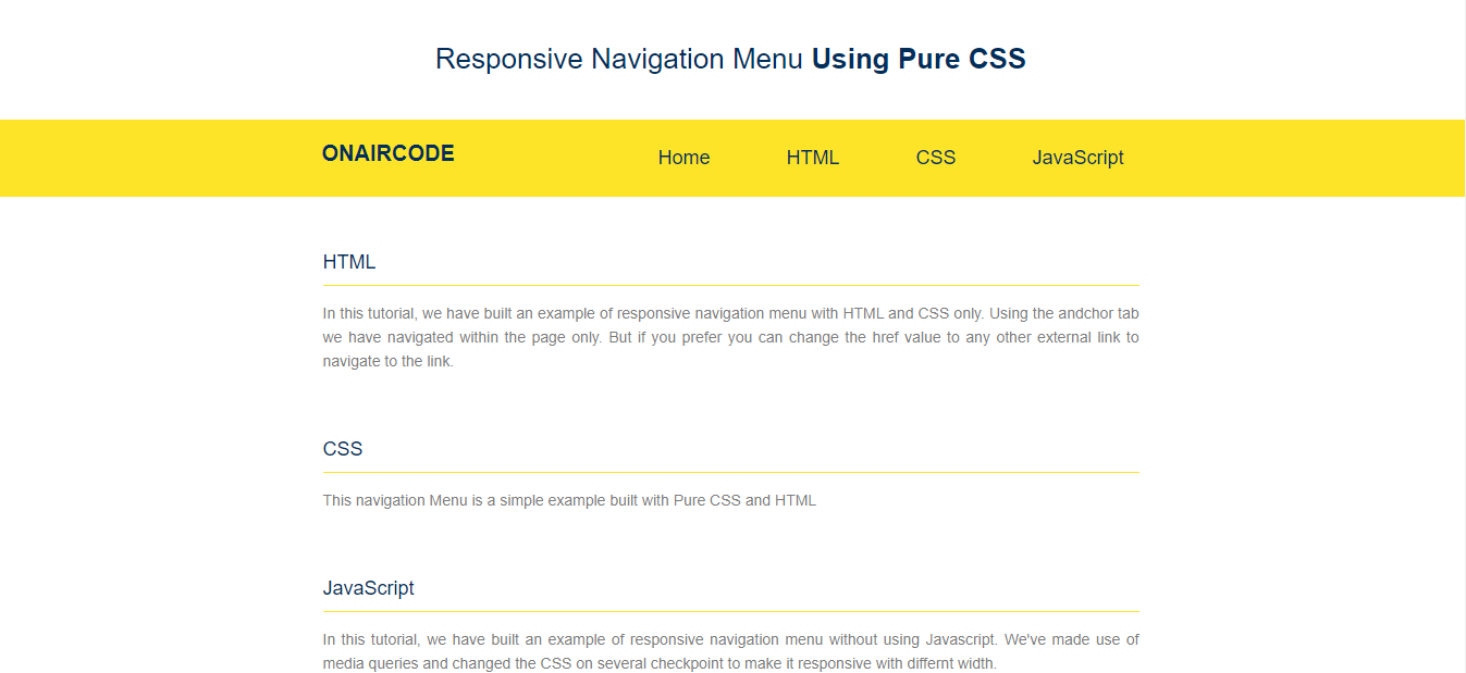 Make Navigation Menu with HTML and CSS