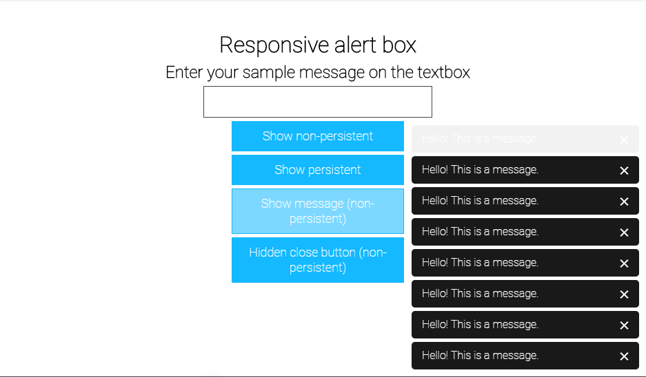 Responsive alert box