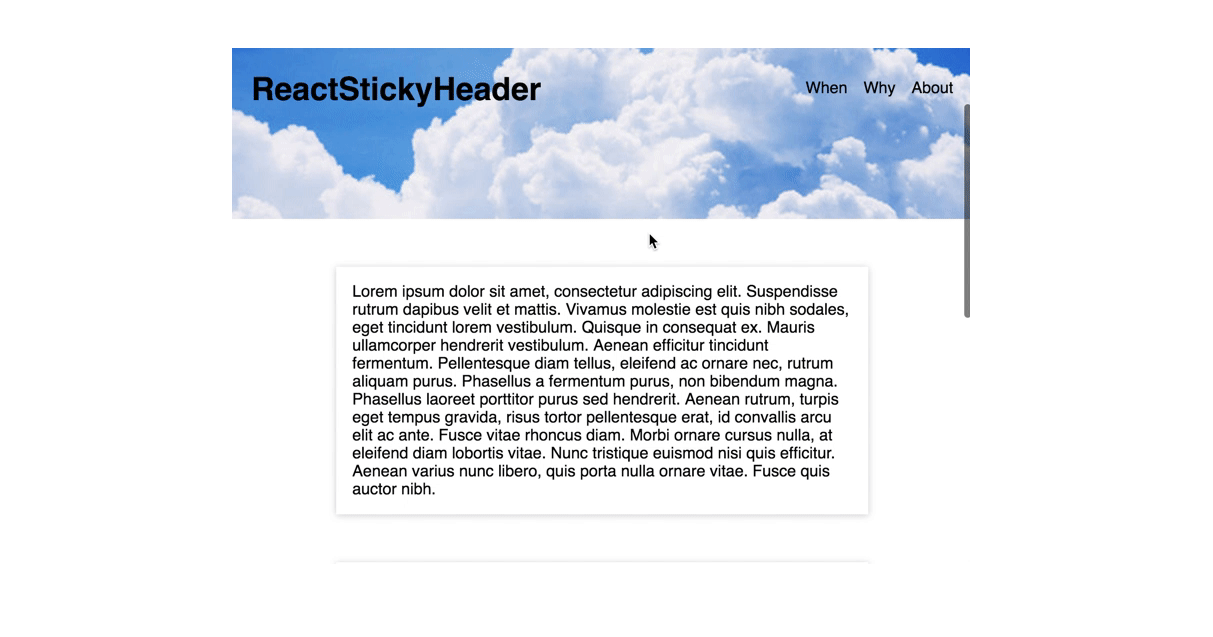React Sticky Header Elements Component on Scroll