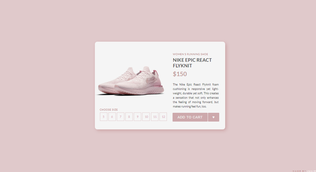 nike shoes product card design with css