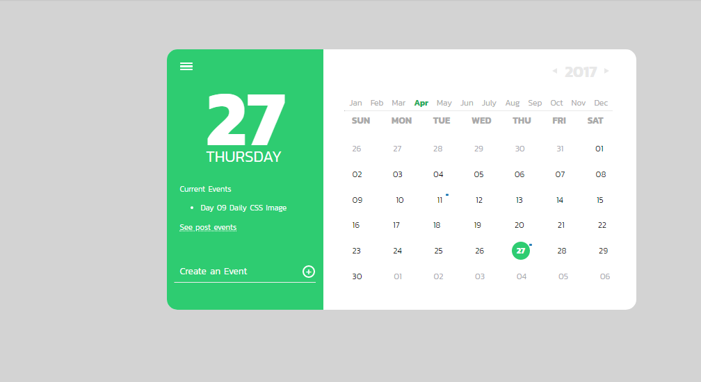 CSS Calendar Examples
