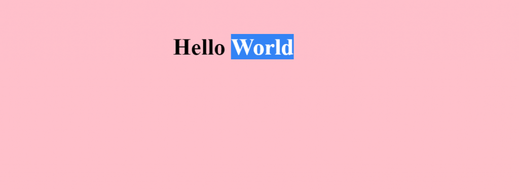 text selection highlight disabled hello world