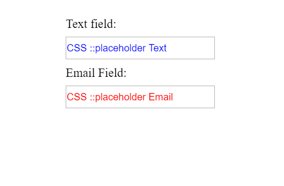 CSS Placeholder text color for differnt input types