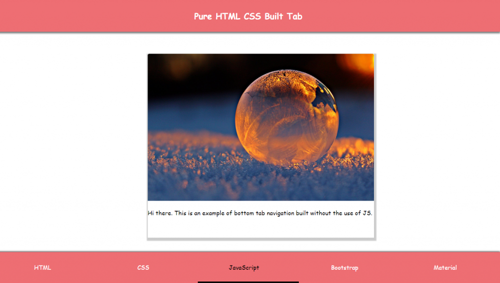 Bottom Navigation tabs menu with pure CSS